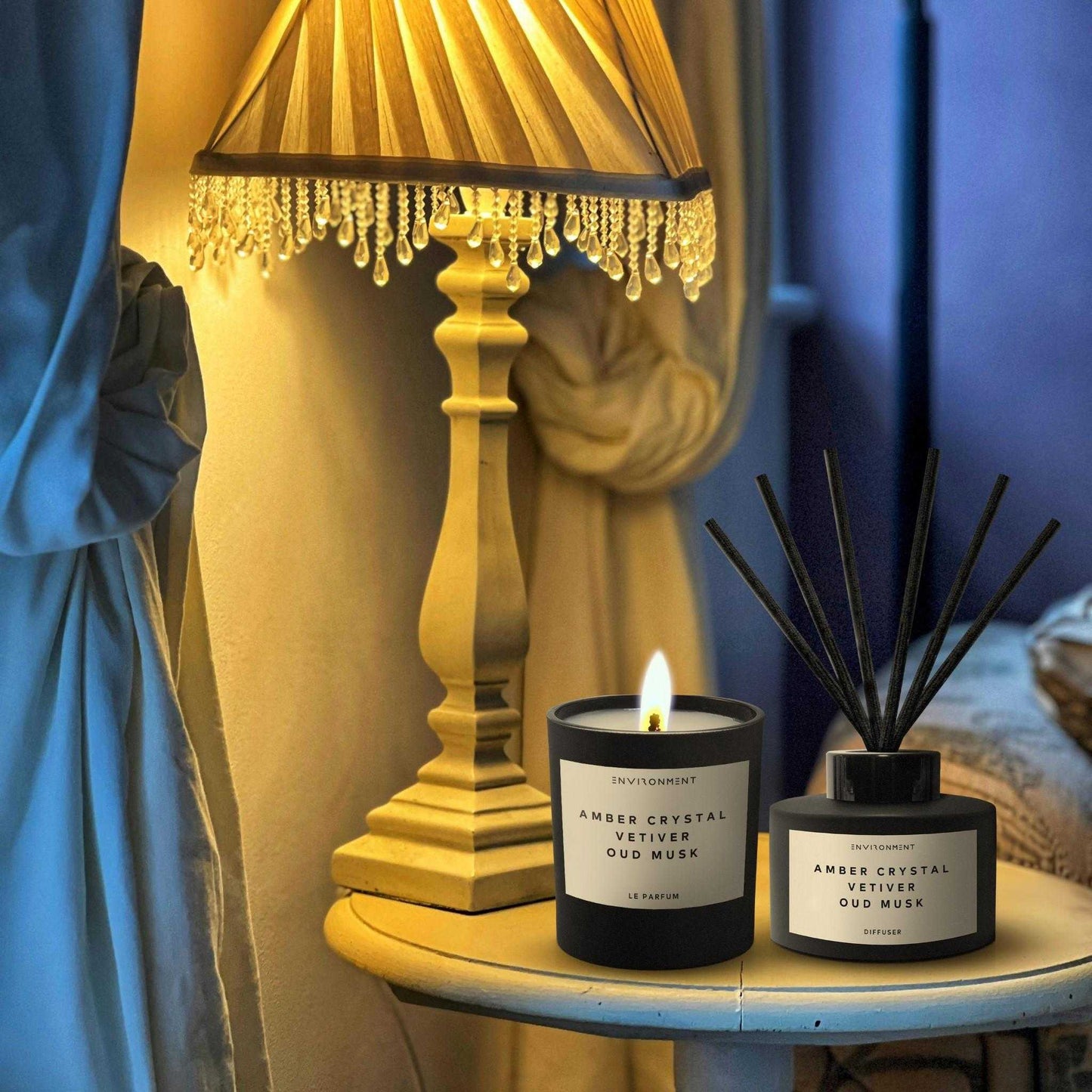 Environment - Candle 8oz Amber Crystal | Vetiver | Oud Musk Candle with Lid and Box (Inspired by Baccarat Rouge 540®) EN-CAN8-MAISON 48 $ Candles Stone Candles Stew's Incense