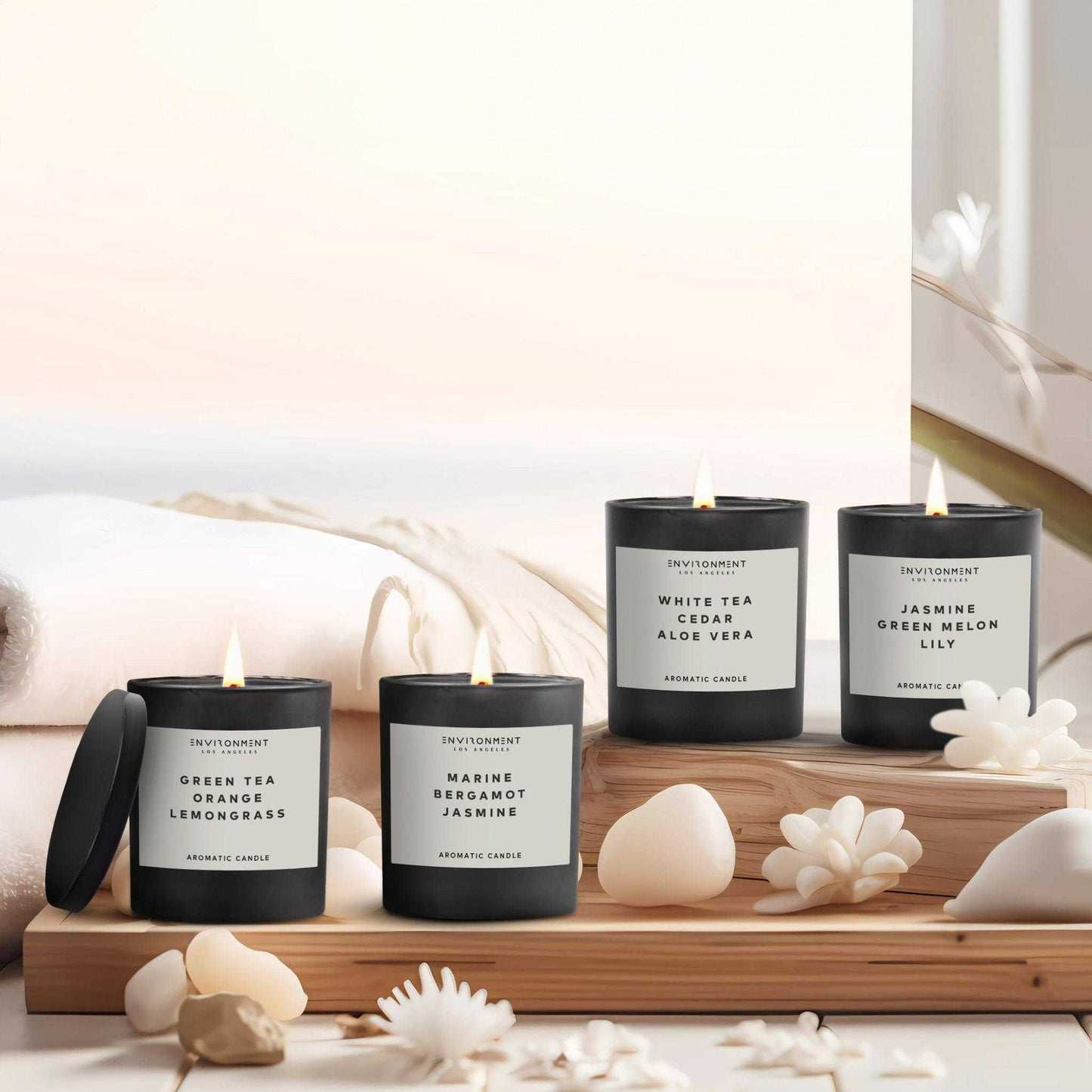 Environment - Candle (Hotel Aromatics) 8oz Green Tea | Orange | Lemongrass Candle with Lid and Box (Inspired by Delano Beach Club Hotel®) EN-CAN8-DELANO 48 $ Candles Stone Candles Stew's Incense