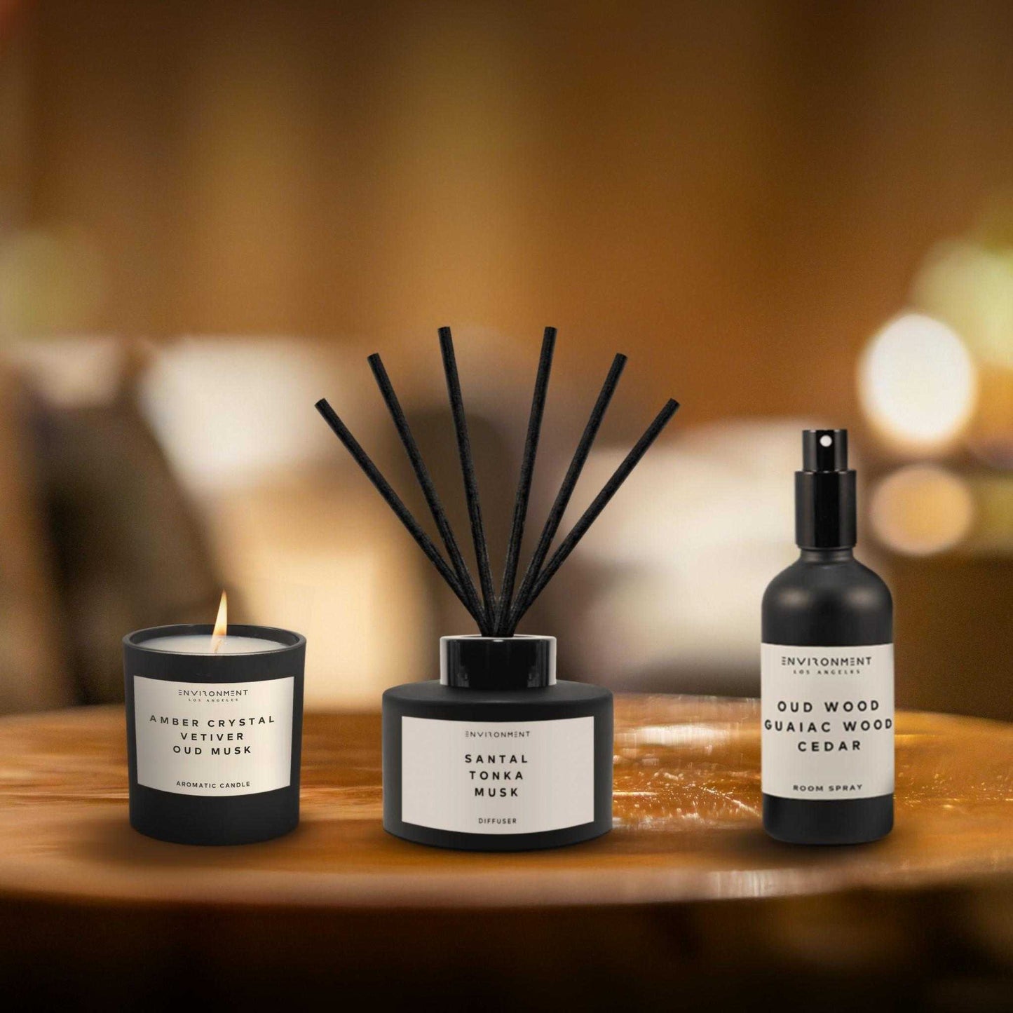 Environment - Candle 8oz Amber Crystal | Vetiver | Oud Musk Candle with Lid and Box (Inspired by Baccarat Rouge 540®) EN-CAN8-MAISON 48 $ Candles Stone Candles Stew's Incense