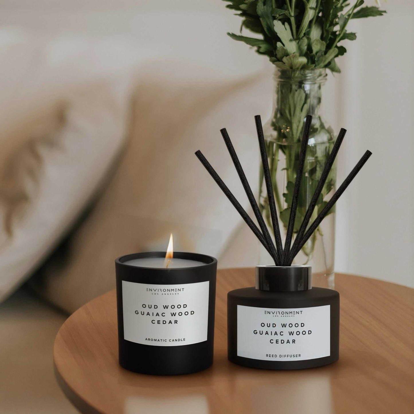 Environment - Candle 8oz Oud Wood | Guaiac Wood | Cedar Candle with Lid and Box (Inspired by Tom Ford Oud Wood®) EN-CAN8-TOMFO 48 $ Candles Stone Candles Stew's Incense