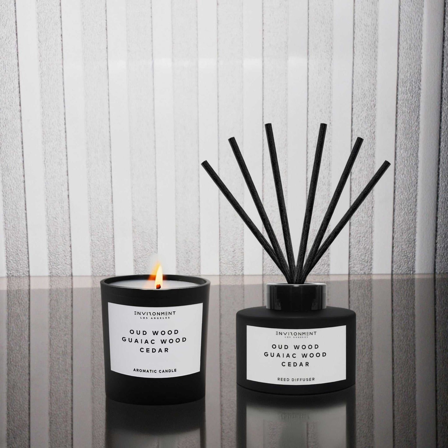 Environment - Candle 8oz Oud Wood | Guaiac Wood | Cedar Candle with Lid and Box (Inspired by Tom Ford Oud Wood®) EN-CAN8-TOMFO 48 $ Candles Stone Candles Stew's Incense