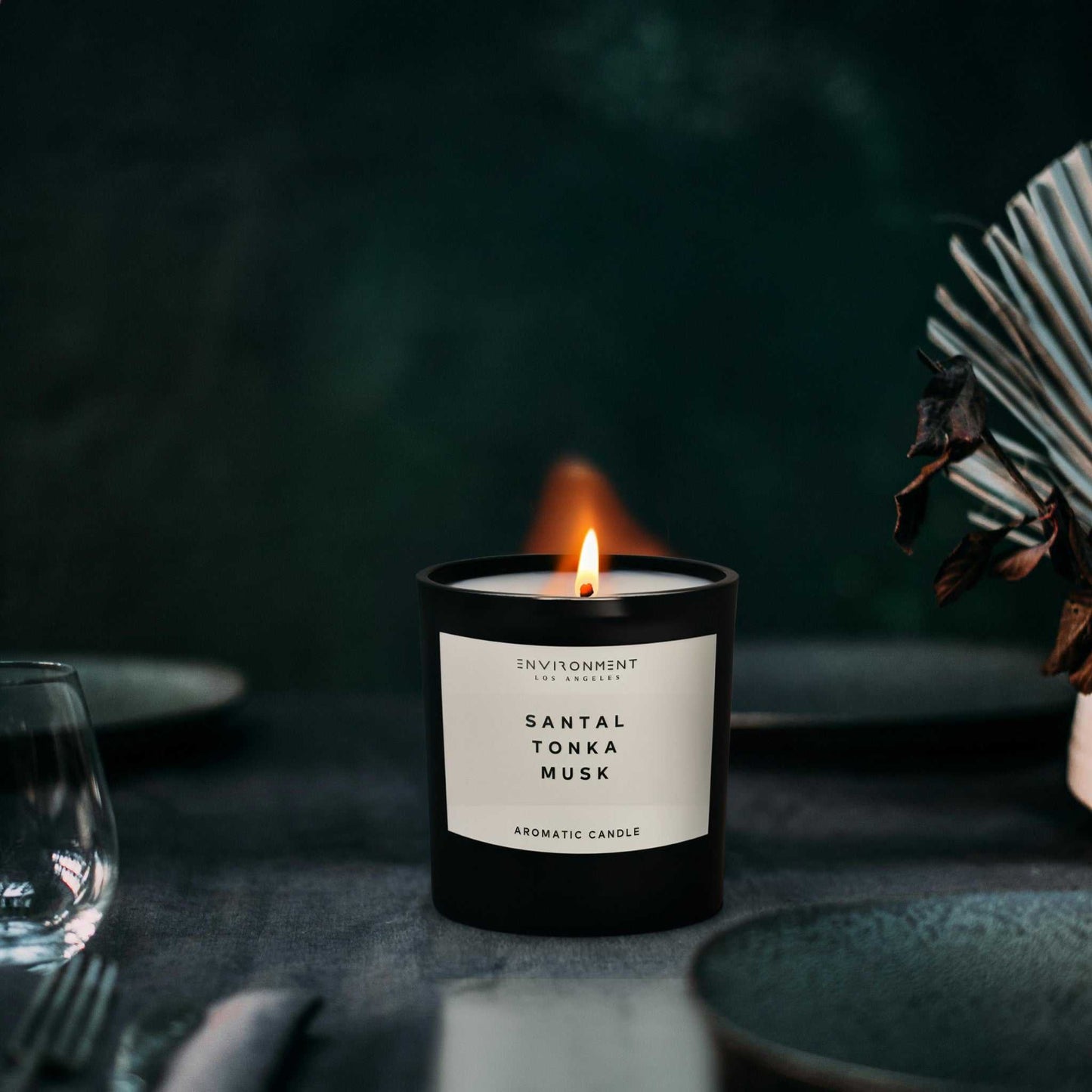Environment - Candle (Hotel Aromatics) 8oz Santal | Tonka | Musk Candle with Lid and Box (Inspired by Le Labo Santal® and 1 Hotel®) EN-CAN8-1HOTEL 48 $ Candles Stone Candles Stew's Incense