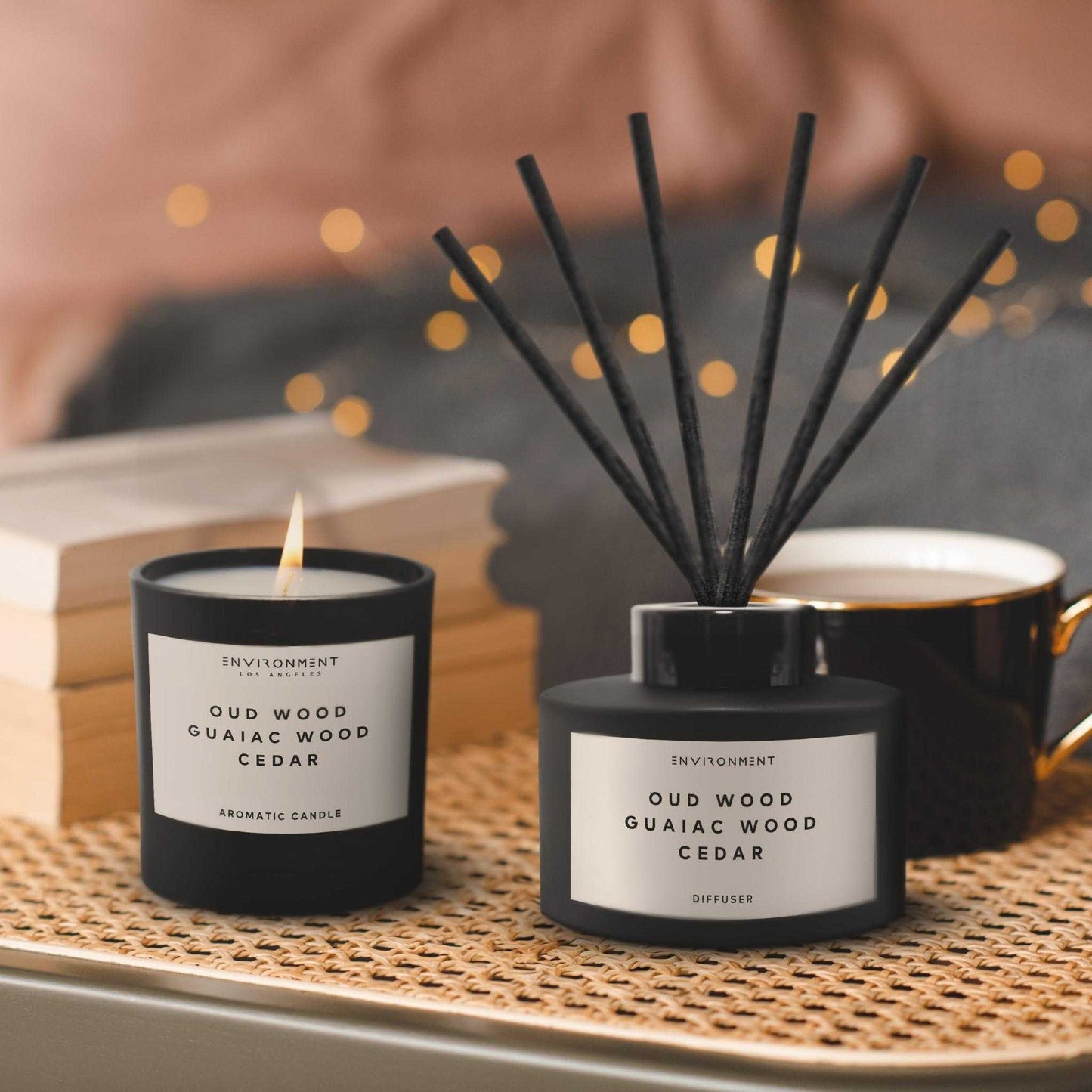 Environment - Candle 8oz Oud Wood | Guaiac Wood | Cedar Candle with Lid and Box (Inspired by Tom Ford Oud Wood®) EN-CAN8-TOMFO 48 $ Candles Stone Candles Stew's Incense