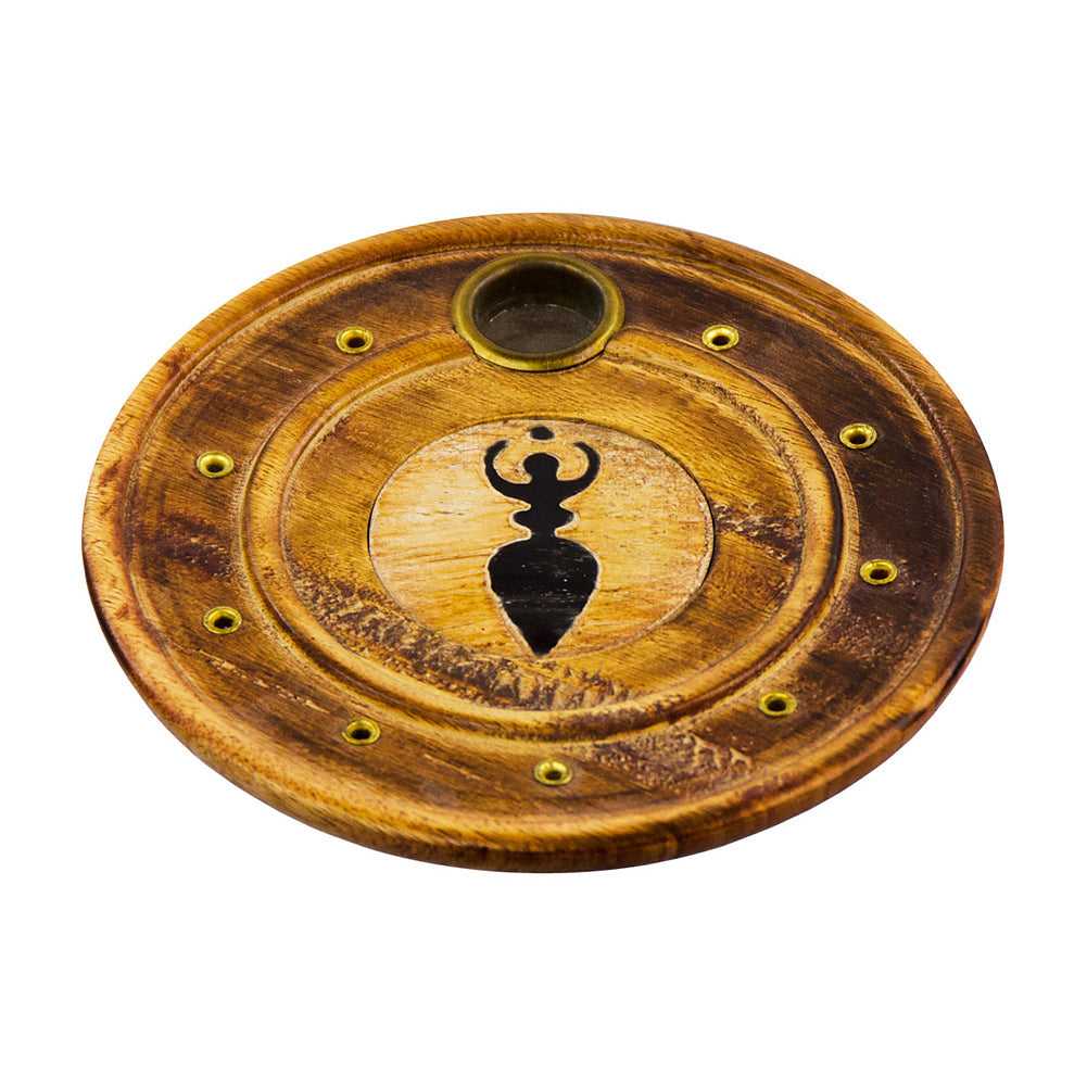 Incense Burner Goddess Wood Round Cone Burner 90107 5 $ Shop All The Witches Sage LLC Stew's Incense