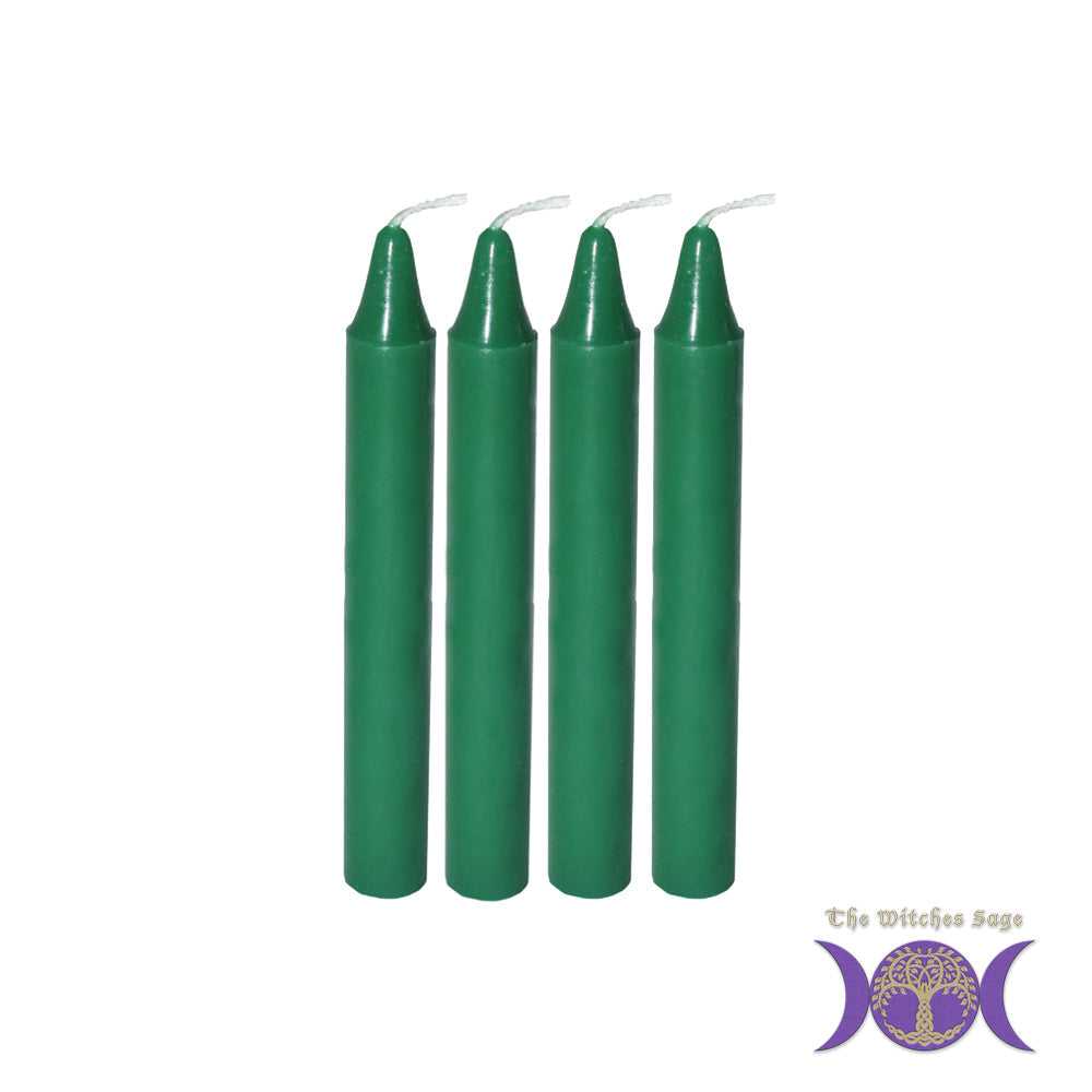 Candle Mini Ritual Candle - Green (Set of 4) 81533 2 $ Shop All The Witches Sage LLC Stew's Incense