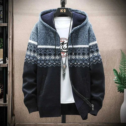 Men Jackets Mens Hooded Zipper Jacket With Prints ONFYMHJ051024K11-BLU-M 59 $ Coats Onetify Stew's Incense