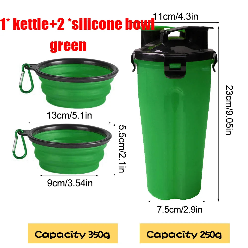 2 in 1 Portable Pet Water Food Container with Folding Silicone Dog Bowls Outdoor Travel Cat Dog Supplies Feeder Cup Water Bottle