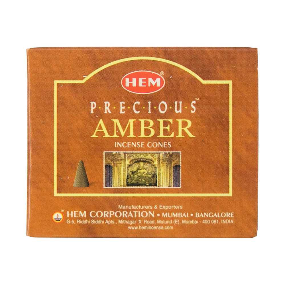 Incense HEM Precious Amber Incense Cones HMC22 (AM12) 1 $ Shop All The Witches Sage LLC Stew's Incense