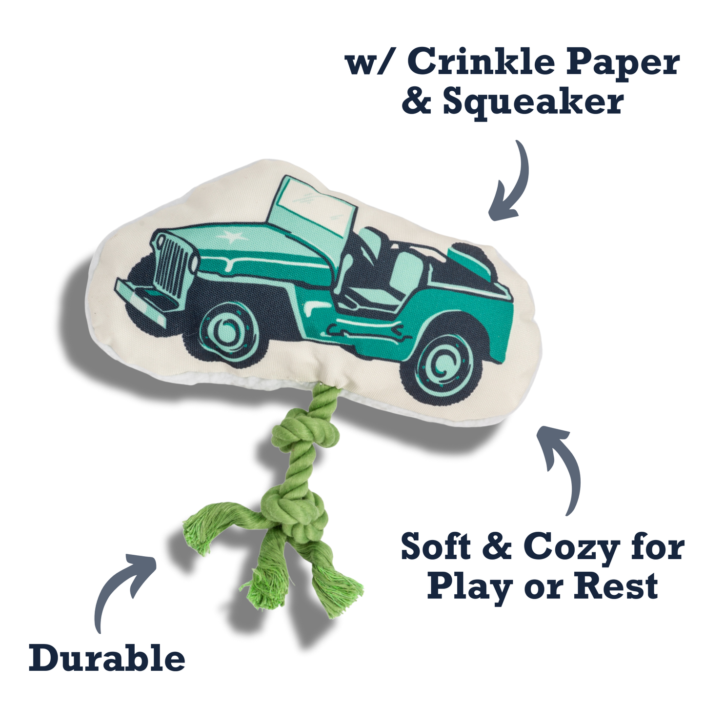 Canvas Plush Country Living Retro Army Jeep with Squeaker & Crinkle Paper Plush Dog Toy HOM231 12 $ Shop All American Pet Supplies Stew's Incense