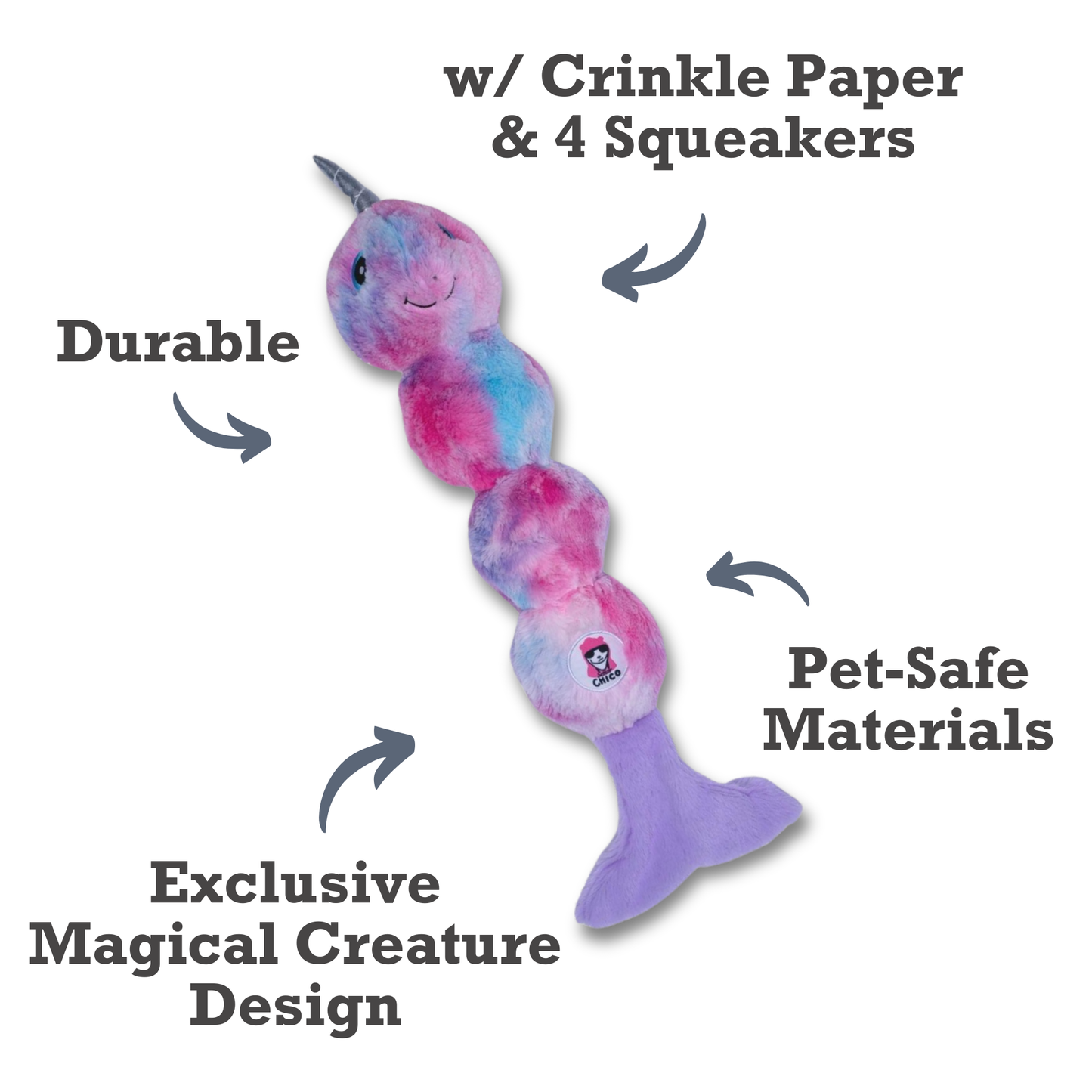Chew Toys Tie Dye Skinny Narwhal Magical Creature Plush Dog Toy – with Squeaker & Crinkle Paper for Fun Play HOM312 21 $ Shop All American Pet Supplies Stew's Incense