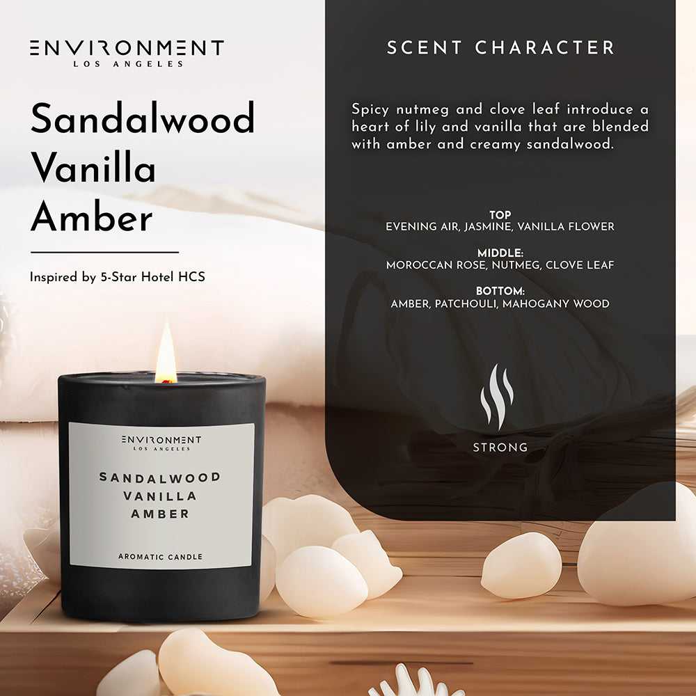 Environment - Candle (Hotel Aromatics) 8oz Sandalwood | Vanilla | Amber Candle with Lid and Box (Inspired by Hotel Costes®) EN-CAN8-HOTELCOS 48 $ Candles Stone Candles Stew's Incense