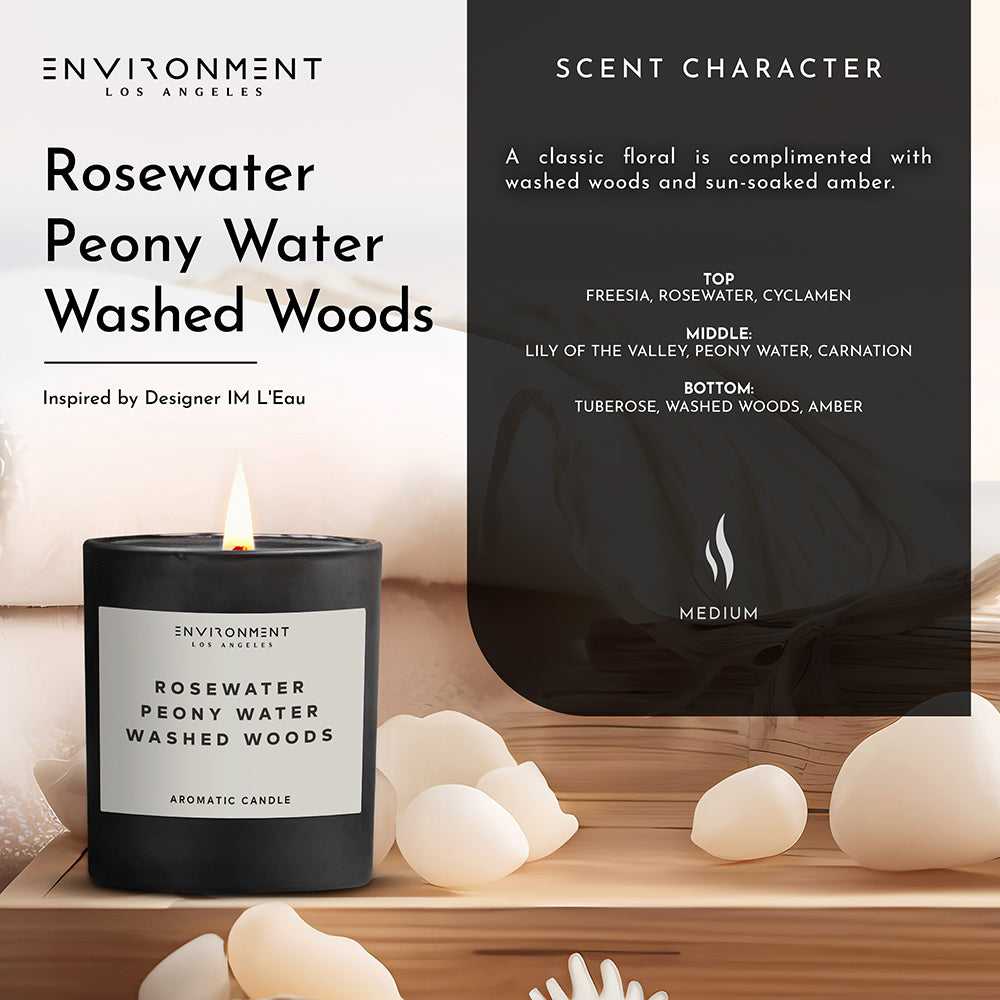 Environment - Candle 8oz Rosewater | Peony Water | Washed Woods Candle with Lid and Box (Inspired by Issey Miyake L'Eau d'Issey®) EN-CAN8-ISSEY 48 $ Candles Stone Candles Stew's Incense