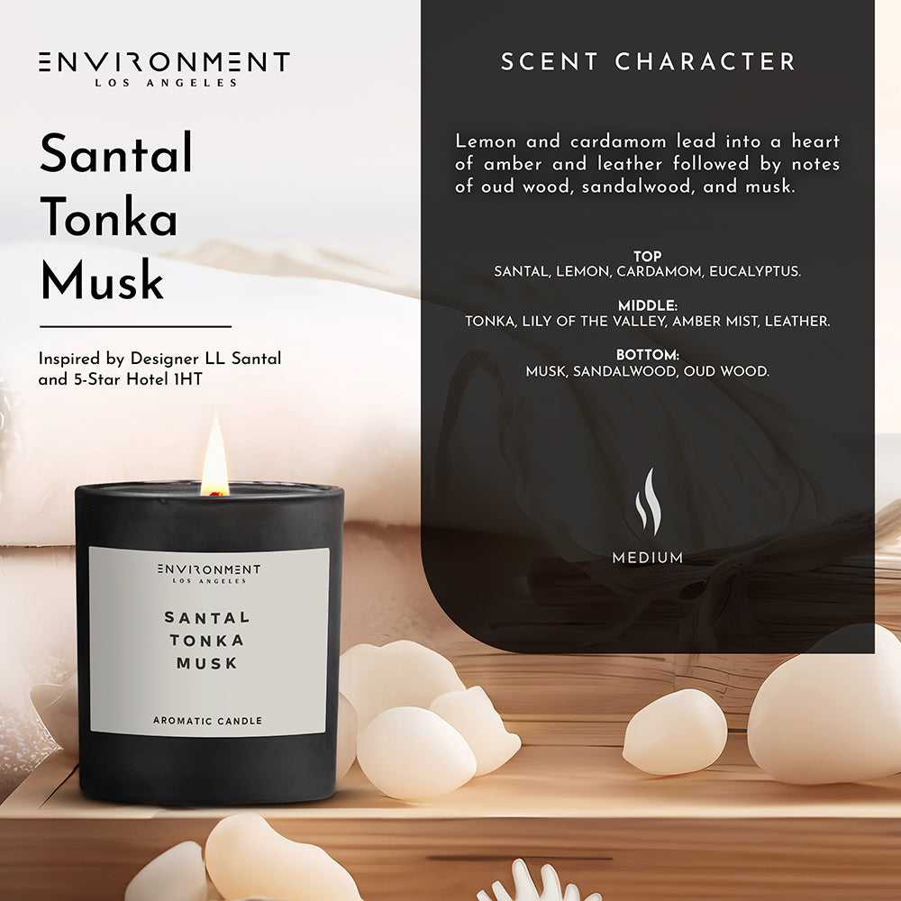 Environment - Candle (Hotel Aromatics) 8oz Santal | Tonka | Musk Candle with Lid and Box (Inspired by Le Labo Santal® and 1 Hotel®) EN-CAN8-1HOTEL 48 $ Candles Stone Candles Stew's Incense