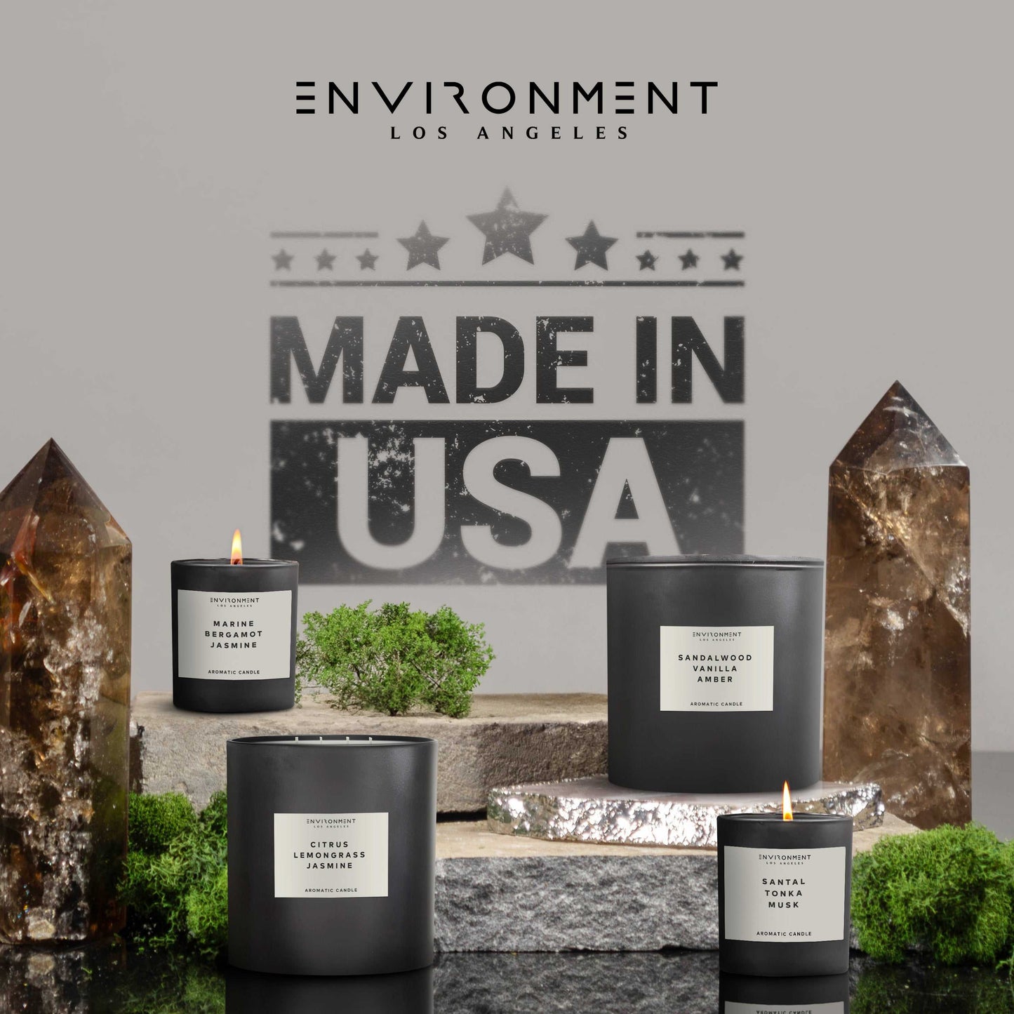 Environment - Candle (Hotel Aromatics) 8oz Santal | Tonka | Musk Candle with Lid and Box (Inspired by Le Labo Santal® and 1 Hotel®) EN-CAN8-1HOTEL 48 $ Candles Stone Candles Stew's Incense