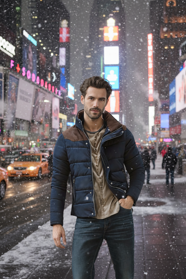 Men Coats Mens Stand Collar Puffer Jacket in Navy Blue OPSJ1204A1-NVY-S 79 $ Coats Onetify Stew's Incense