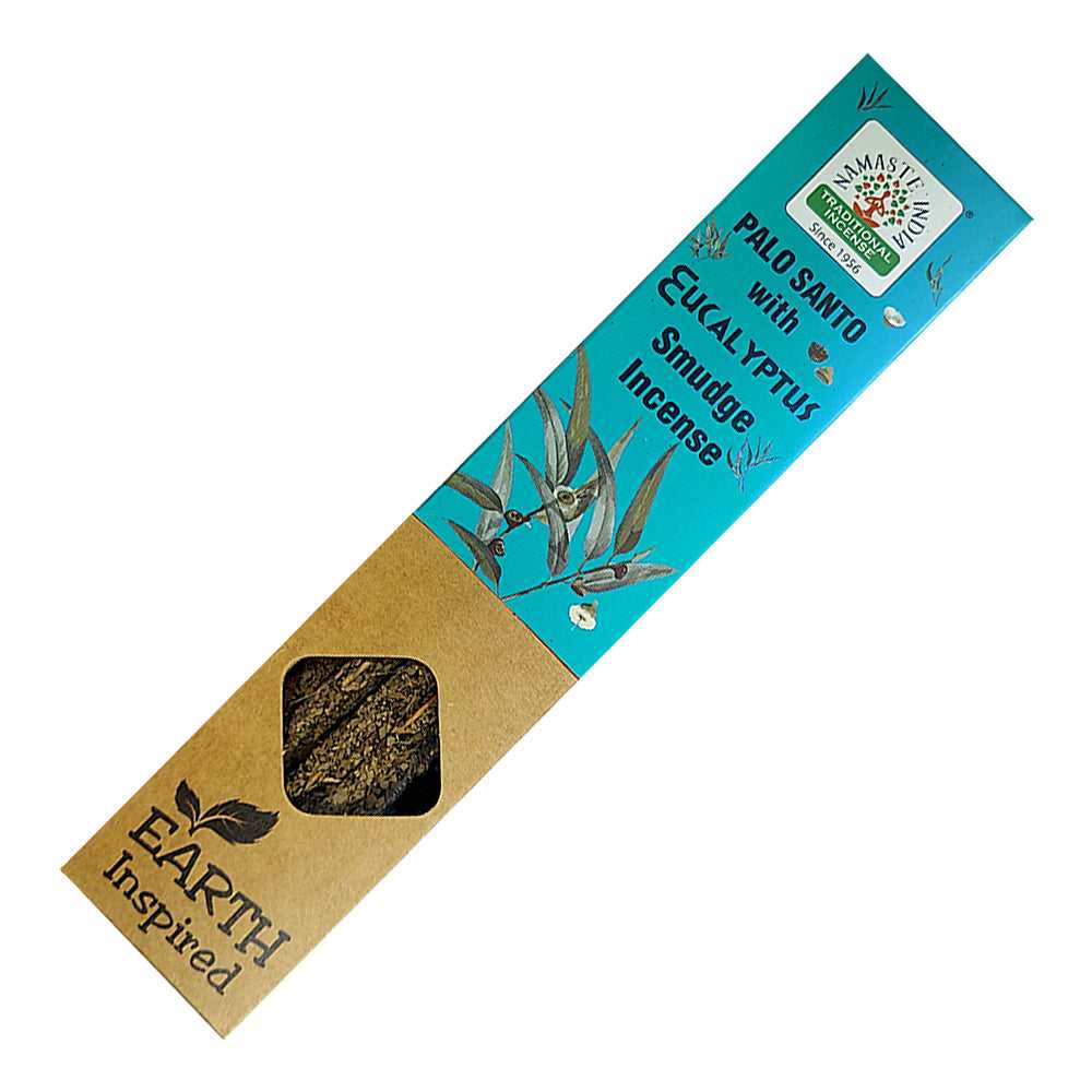 Incense Namaste India Earth Inspired Palo Santo with Eucalyptus Smudge Incense Sticks INI-PALO-EUCALY 1 $ Shop All The Witches Sage LLC Stew's Incense