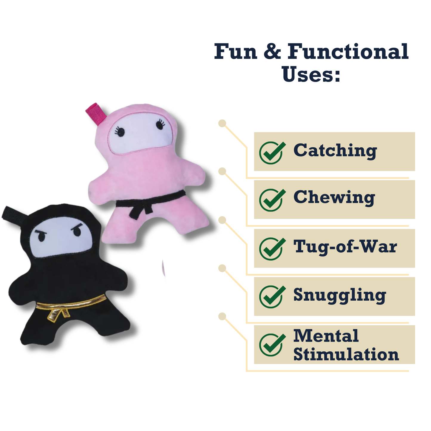 Chew Toys Pink & Black Ninja Love Plush Dog Toy Gift Set – with Squeaker & Crinkle Paper for Fun Play HOM315 21 $ Shop All American Pet Supplies Stew's Incense