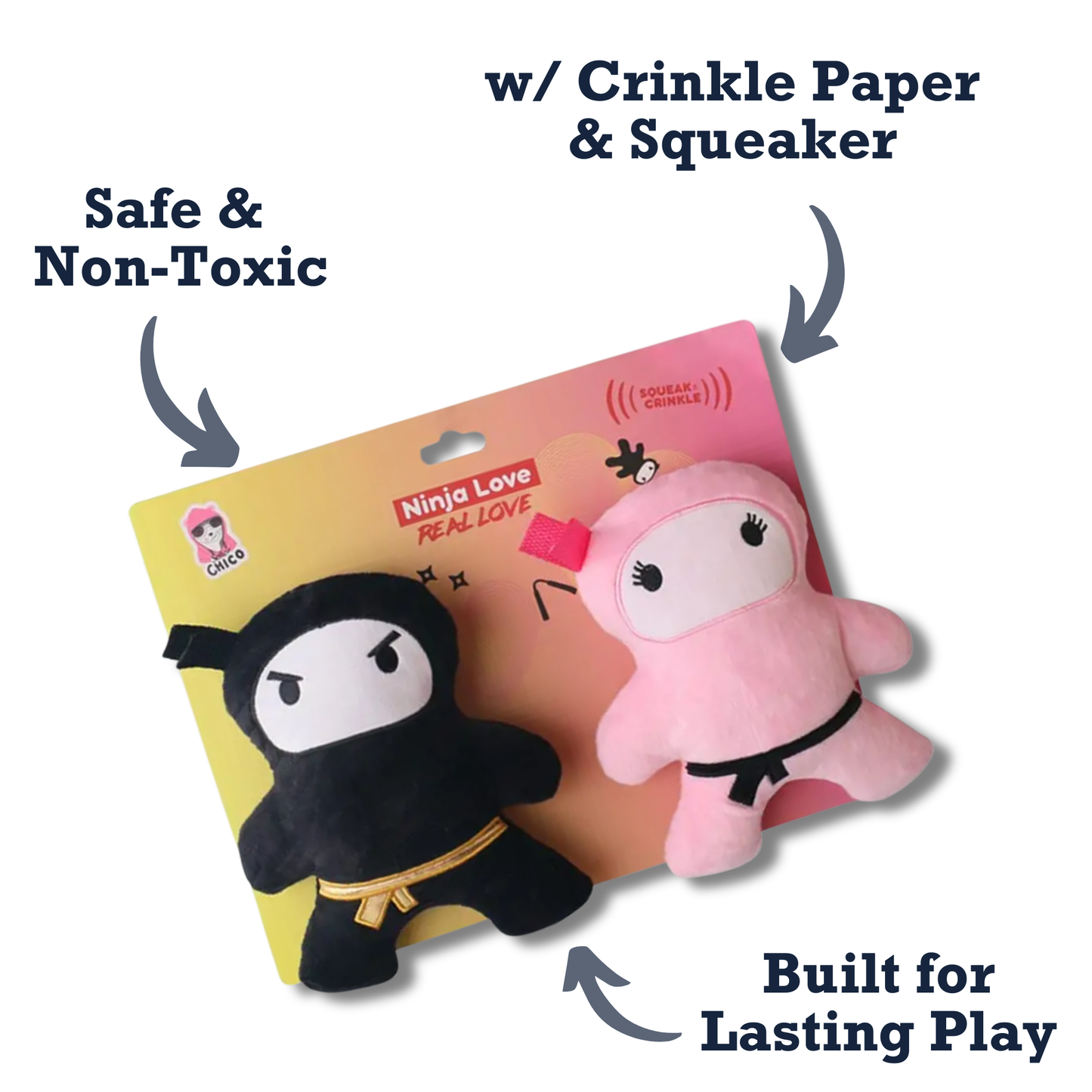 Chew Toys Pink & Black Ninja Love Plush Dog Toy Gift Set – with Squeaker & Crinkle Paper for Fun Play HOM315 21 $ Shop All American Pet Supplies Stew's Incense