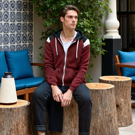 Mens Hoodie Mens Zipped Up Hoodie with Shoulder Details ONFYMH051424B2-NVY-M 49 $ Coats Onetify Stew's Incense