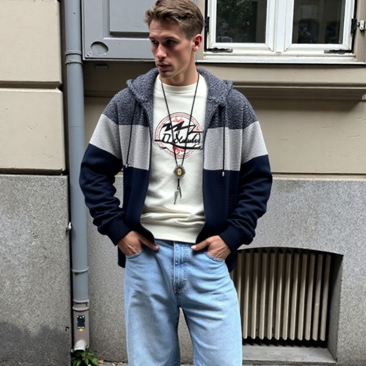 Men Jackets Mens Hooded Zipper Jacket Sweater Jacket ONFYMHJ051124A1-BLU-S 64 $ Coats Onetify Stew's Incense