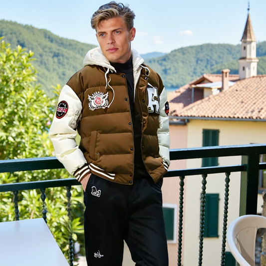 Men Jackets Mens layered Look Hooded baseball Jacket ONFYMS250806R7S8-RED-S 99 $ Coats Onetify Stew's Incense