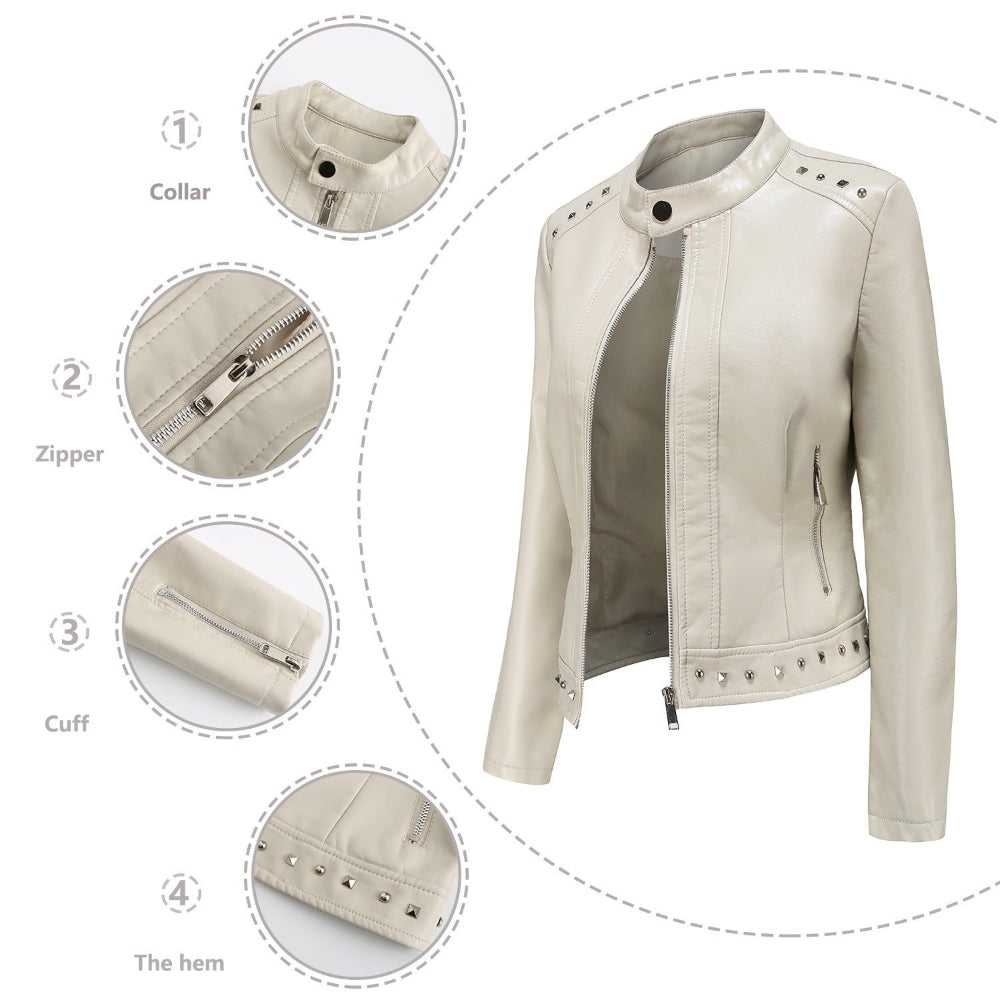 Women Jackets Women's Stand Collar Vegan Leather Jacket With Studs ONFYWC250903A9B8-GRN-XS 79 $ Shop All Onetify Stew's Incense