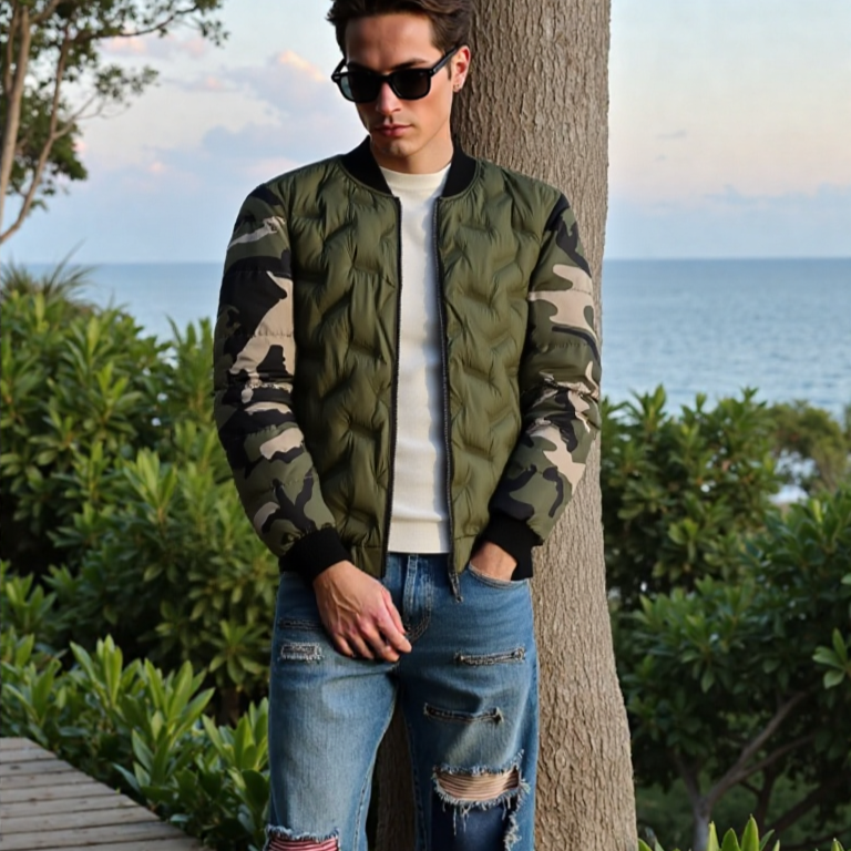 Men Jackets Mens Camouflage Bomber Jacket OPMJ0924B1-BLK-XS 69 $ Coats Onetify Stew's Incense