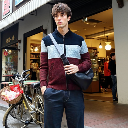 Men Sweaters and Cardigans Mens Color Block Zipper Cardigan PL1006M3C-DGRY-S 49 $ Coats Onetify Stew's Incense