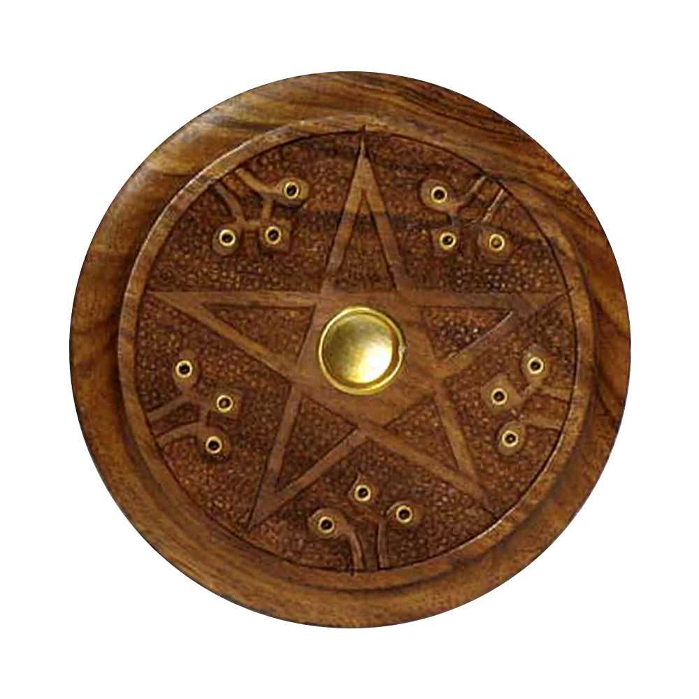 Incense Burner Pentacle Wooden Burner 5" 619 7 $ Shop All The Witches Sage LLC Stew's Incense
