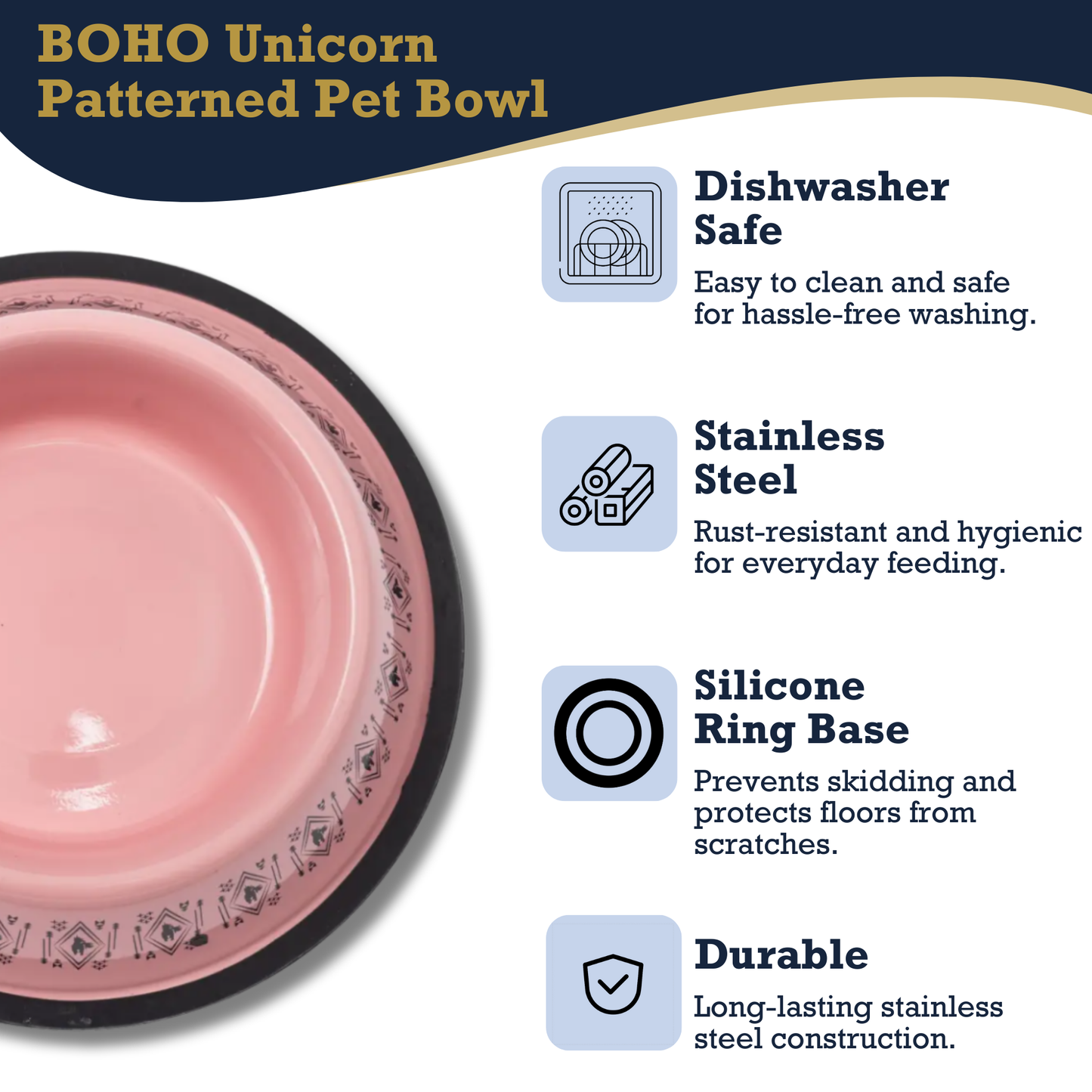 Bowl Non-Skid Boho Stainless Steel Dog Bowl – with Whimsical Unicorn Design, Silicone Base for Medium Dogs – 24oz BWL005 12 $ Pet Lovers Store American Pet Supplies Stew's Incense
