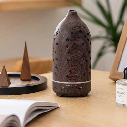 Humidifier with 7 colors LED light 360 ° rotary hollow aromatherapy machine for bedroom humidifier mist spray office wood grain 12000049308404480 30 $ Shop1104653117 Store Stew's Incense