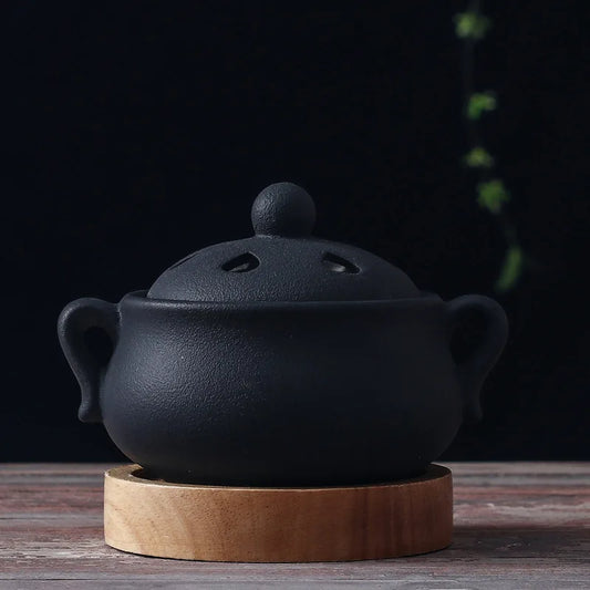 Plug in Timed 110V/220V Electric Incense Burner Ceramic Elegant Black 25ml Essential Oil Lamp Timed Household for Home Decor