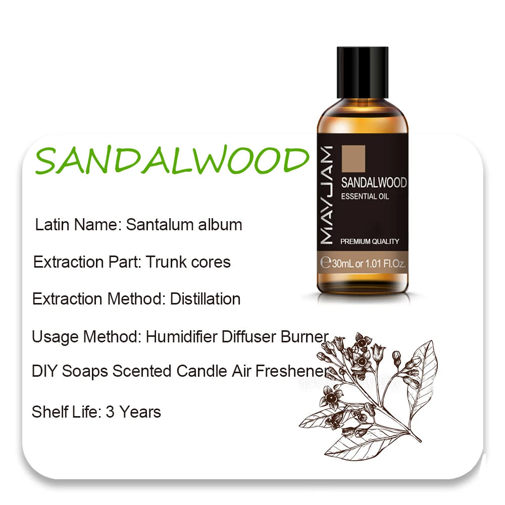 MAYJAM 10ml 30ml 100ml Essential Oils For Humidifier Diffuser Aroma Oil - Various Fragrances