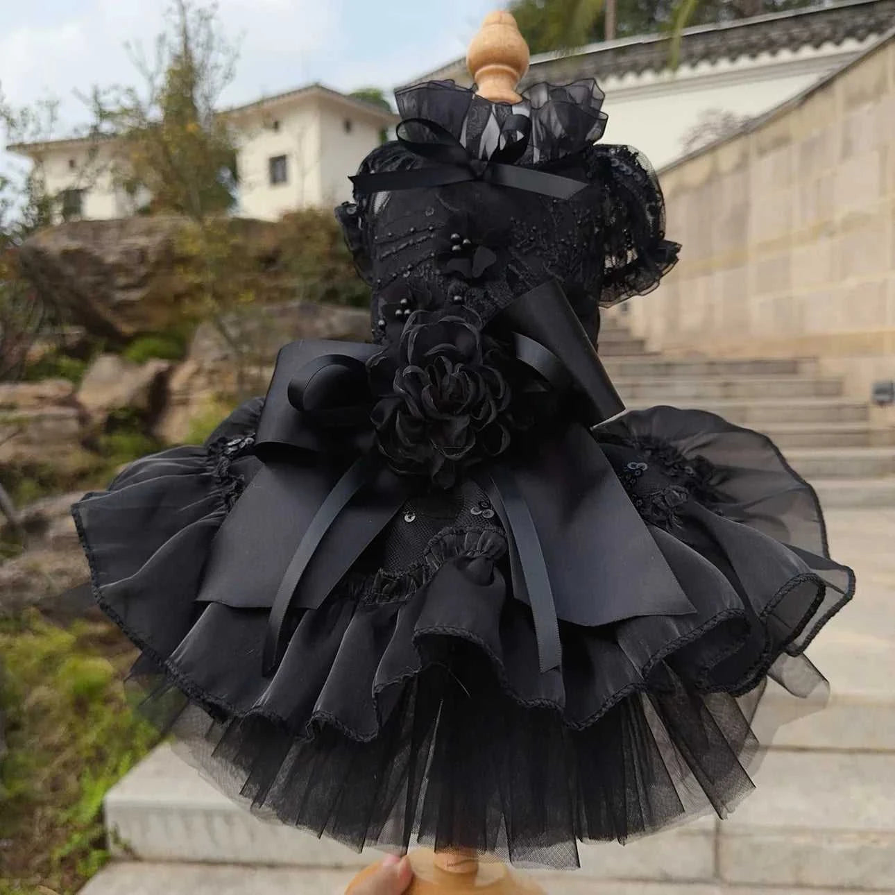 Luxury Fine Luxury Pet Dog Clothes Fashion High-end Handmade Cotton Lace Bow Princess Dress For Small Medium Dog Chihuahua Puppy Skirts 14:175#Black-long dress;5:361385 150 $ Pet Lovers Shop All Products Fashioned Furbabies Stew's Incense