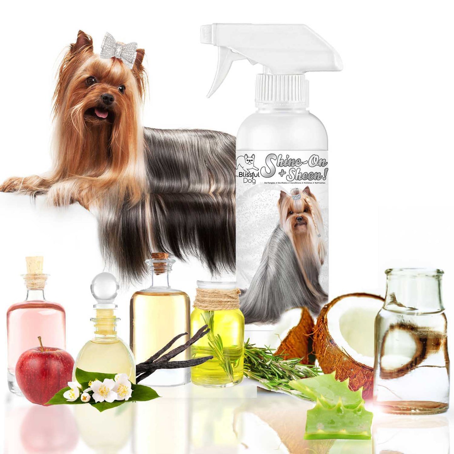 SPRAY Shine-On+Sheen Dog De-Tangling Coat Spray sku-34616473806 11 $ Pet Lovers Store The Blissful Dog Stew's Incense