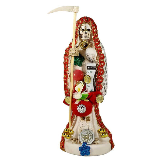 Figurine Santa Muerte Statue - Dressed - 6" - White 42220 25 $ The Witches Sage LLC Stew's Incense