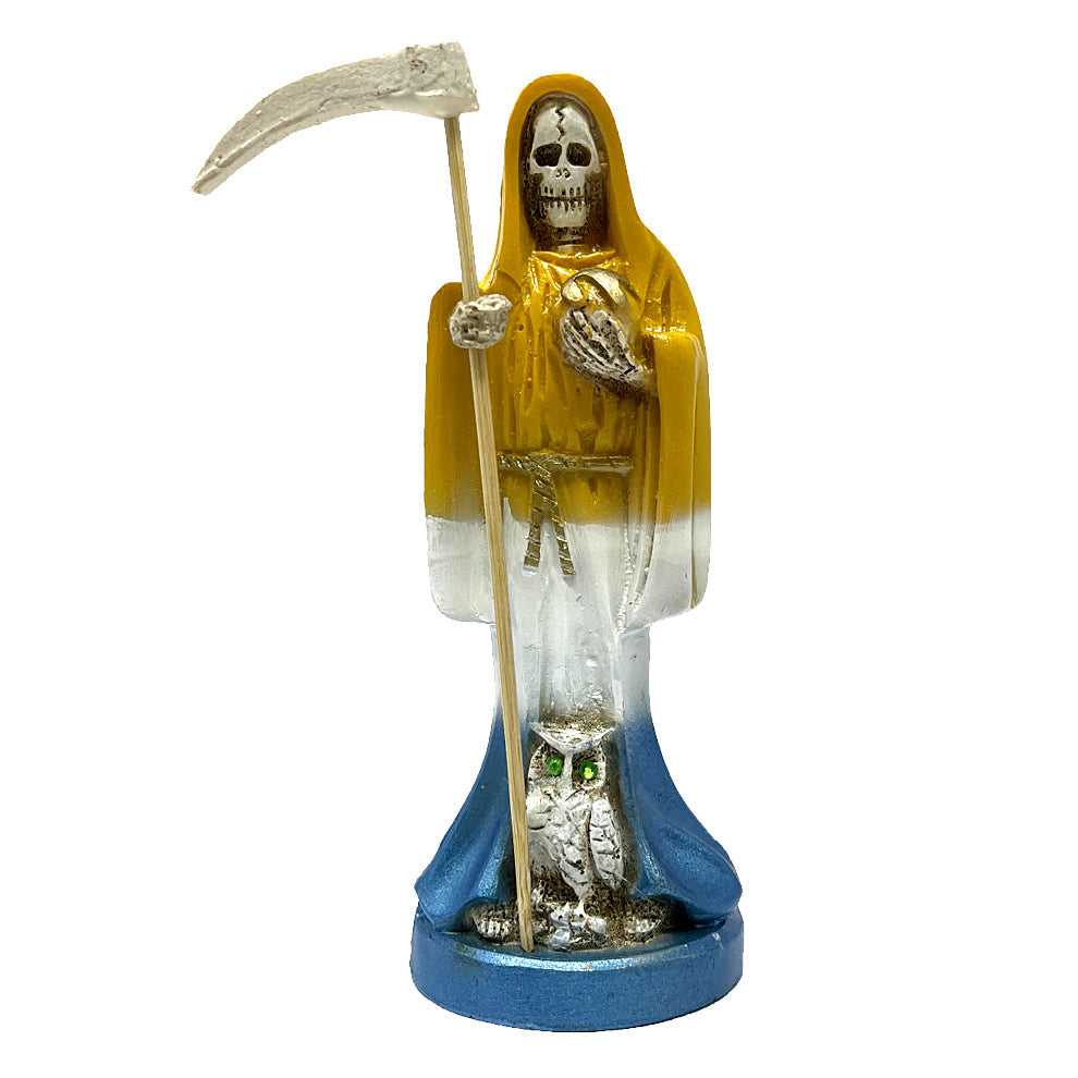 Figurine Santa Muerte Statue 6" - Yellow/White/Blue STA-6RSANTA3YWBL 17 $ The Witches Sage LLC Stew's Incense