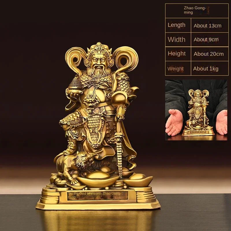 Feng Shui copper Zhao Gongming Ornament Home Living Room Decor Wu Cai God Standing Statue