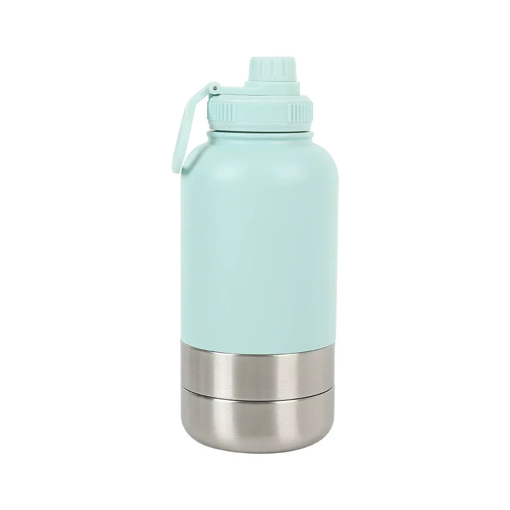 32 oz Portable Stainless Steel Pet Feeder 3-in-1 Style Outdoor Travel Bowl with Insulated Dog Water Bottle