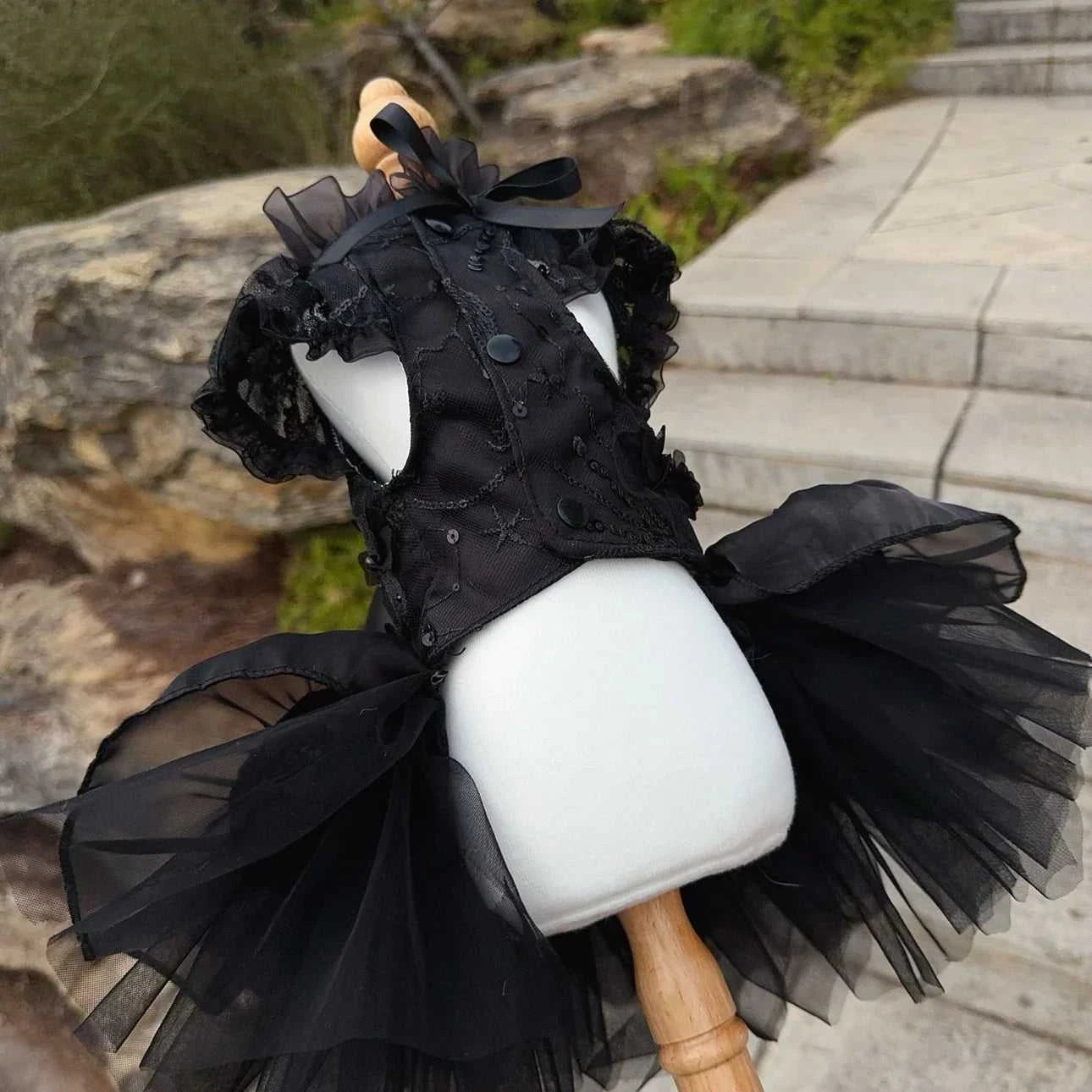 Luxury Fine Luxury Pet Dog Clothes Fashion High-end Handmade Cotton Lace Bow Princess Dress For Small Medium Dog Chihuahua Puppy Skirts 14:175#Black-long dress;5:361385 150 $ Pet Lovers Shop All Products Fashioned Furbabies Stew's Incense