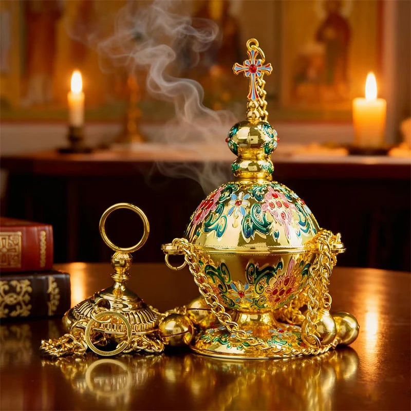 New 2026 Orthodox Church Incense Christian Hanging Incense Burner With Chain Mass Prayer Easter Orthodox Church Incense Burner