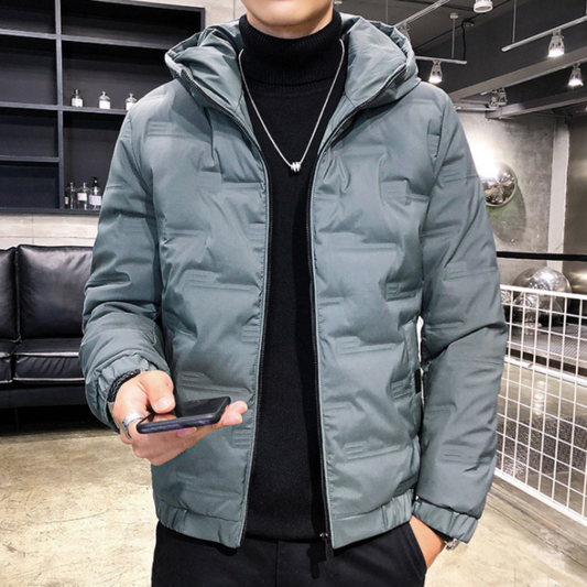 Men Jackets Mens Hooded Zipper Puffer Jacket OPMJ0924A1-BLK-XS 69 $ Coats Onetify Stew's Incense