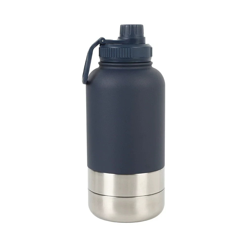 32 oz Portable Stainless Steel Pet Feeder 3-in-1 Style Outdoor Travel Bowl with Insulated Dog Water Bottle