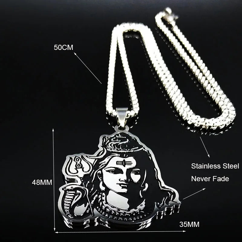 Black Enamel Stainless Steel Shiva Parvati Ganesha Indian Art Hindu God Figure Religious Necklaces Pendants Jewelry N3224S02