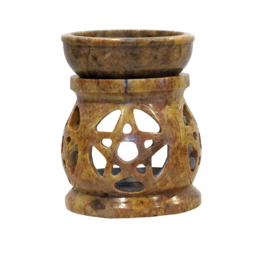 Oil Burner Soapstone Pentagram Oil Burner STSB 6 $ The Witches Sage LLC Stew's Incense