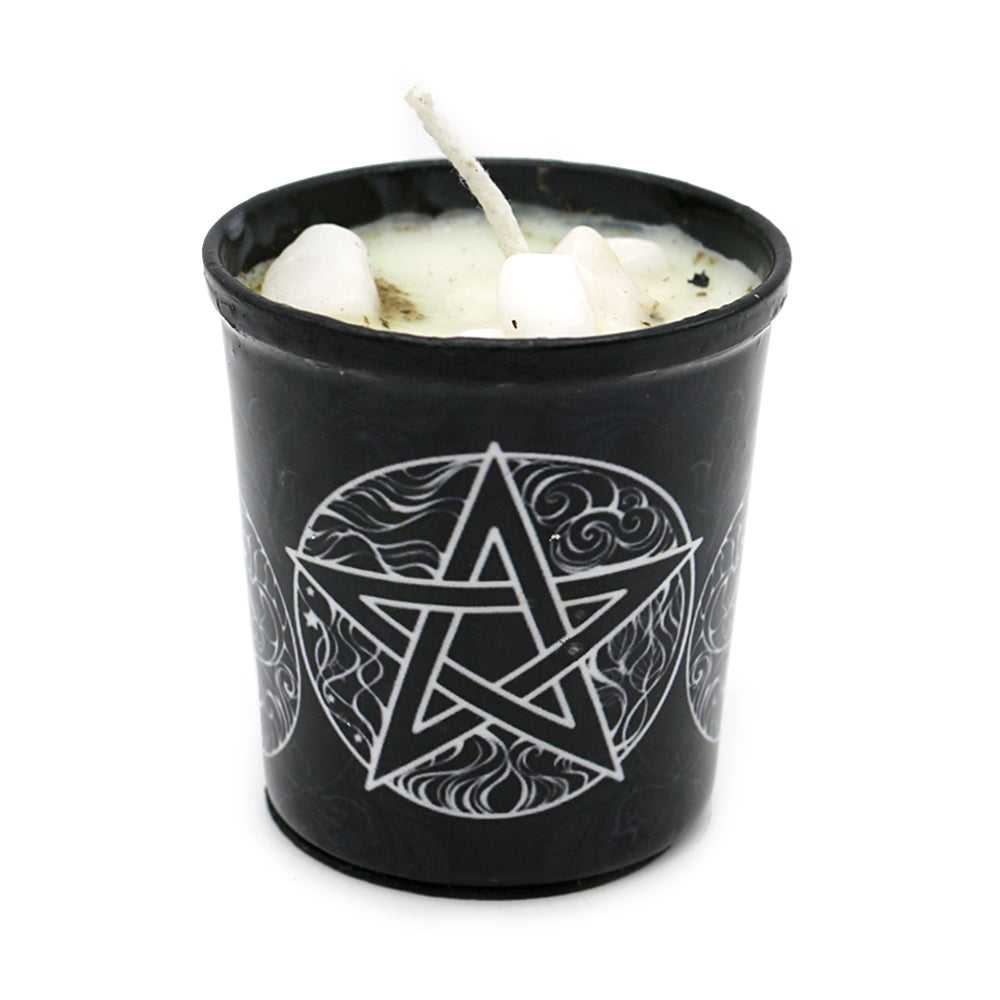 Candle Votive Scented Candle with Herbs and Crystal Stones - Pentacle 14203-DEEKEY 7 $ Shop All The Witches Sage LLC Stew's Incense