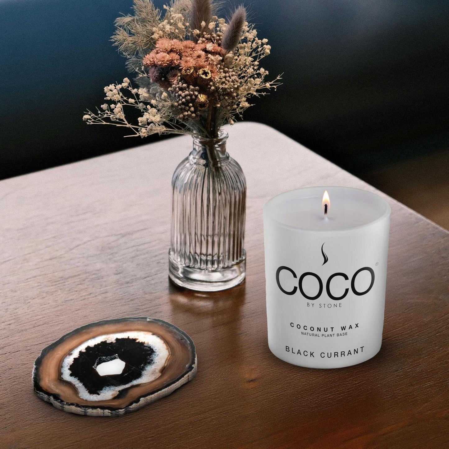 COCO Candle Black Currant Natural Coconut Apricot Wax Candle COCO6BC 24 $ Candles Stone Candles Stew's Incense