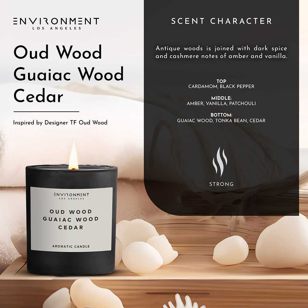 Environment - Candle 8oz Oud Wood | Guaiac Wood | Cedar Candle with Lid and Box (Inspired by Tom Ford Oud Wood®) EN-CAN8-TOMFO 48 $ Candles Stone Candles Stew's Incense