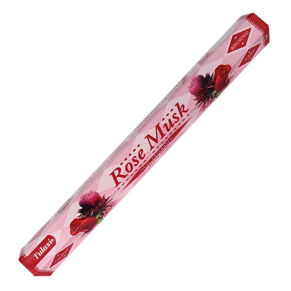 Incense Tulasi Rose Musk Dual Fragrance Incense Sticks 2783 1 $ Shop All The Witches Sage LLC Stew's Incense