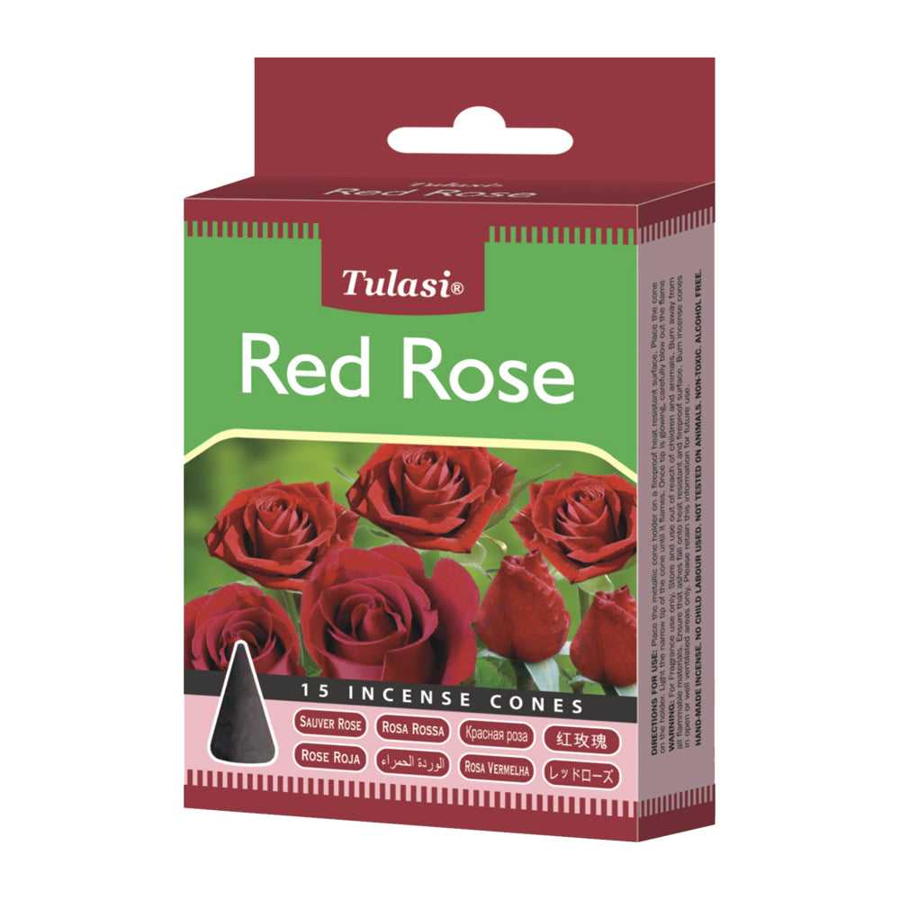 Incense Tulasi Red Rose Incense Cones 3215 1 $ Shop All The Witches Sage LLC Stew's Incense